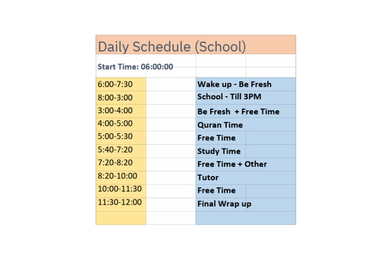 Daily Routine Schedule for Kids | PDF