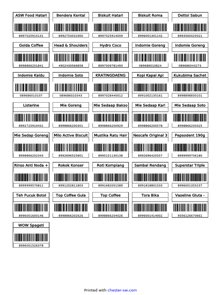Labels On A4 Sheet - 050825 - Toko Utama | PDF