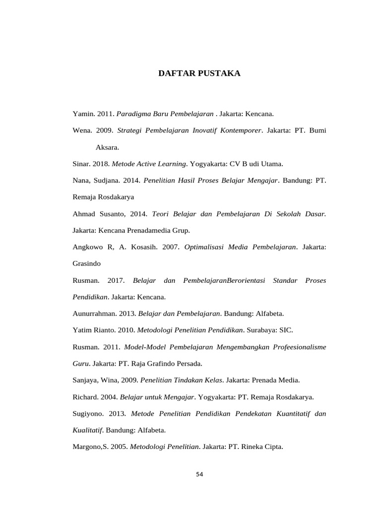 Daftar Pustaka Pembelajaran dan Penelitian | PDF