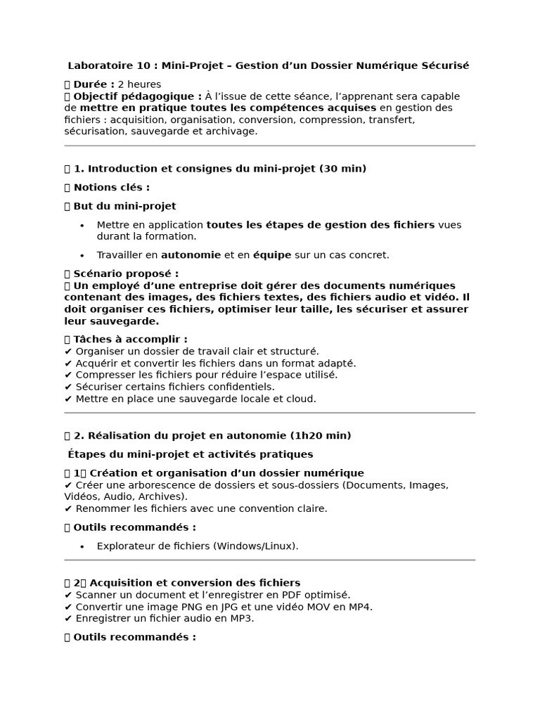 Mini-Projet : Gestion Dossier Numérique | PDF | Fichier informatique ...