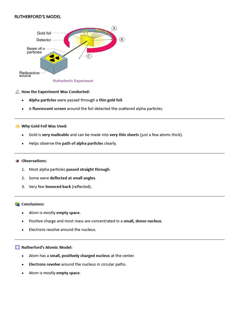 Rutherford's Atomic Model Explained | PDF