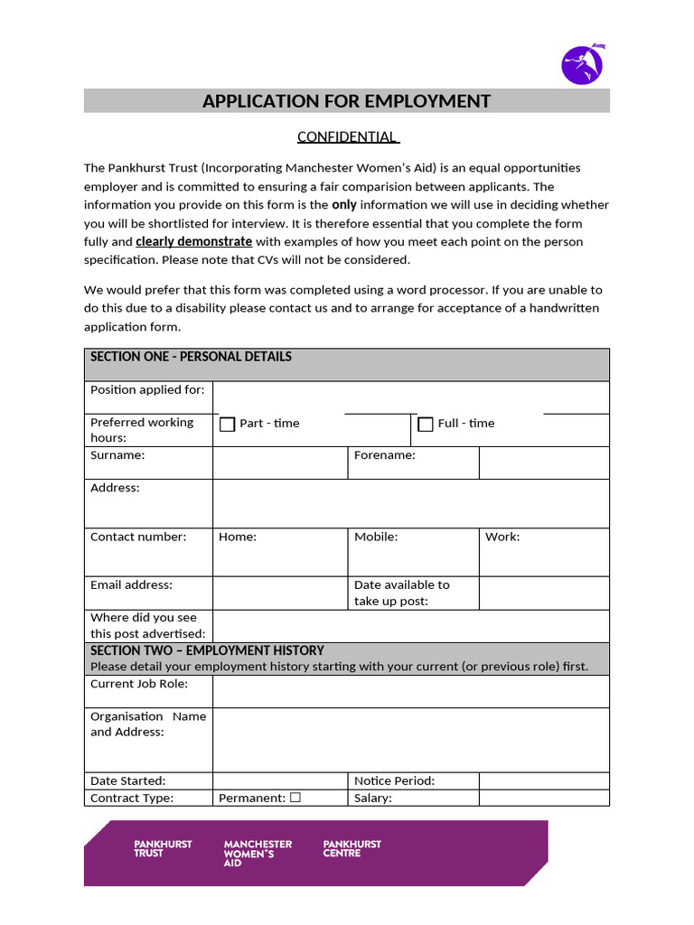 Pankhurst Trust Employment Application Form | PDF | Justice | Crime ...