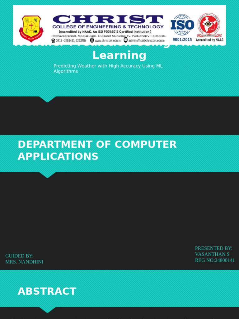 Machine Learning for Weather Prediction | PDF