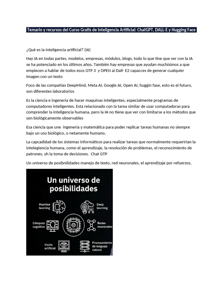 Curso de IA: ChatGPT y DALL-E | PDF | Inteligencia artificial ...