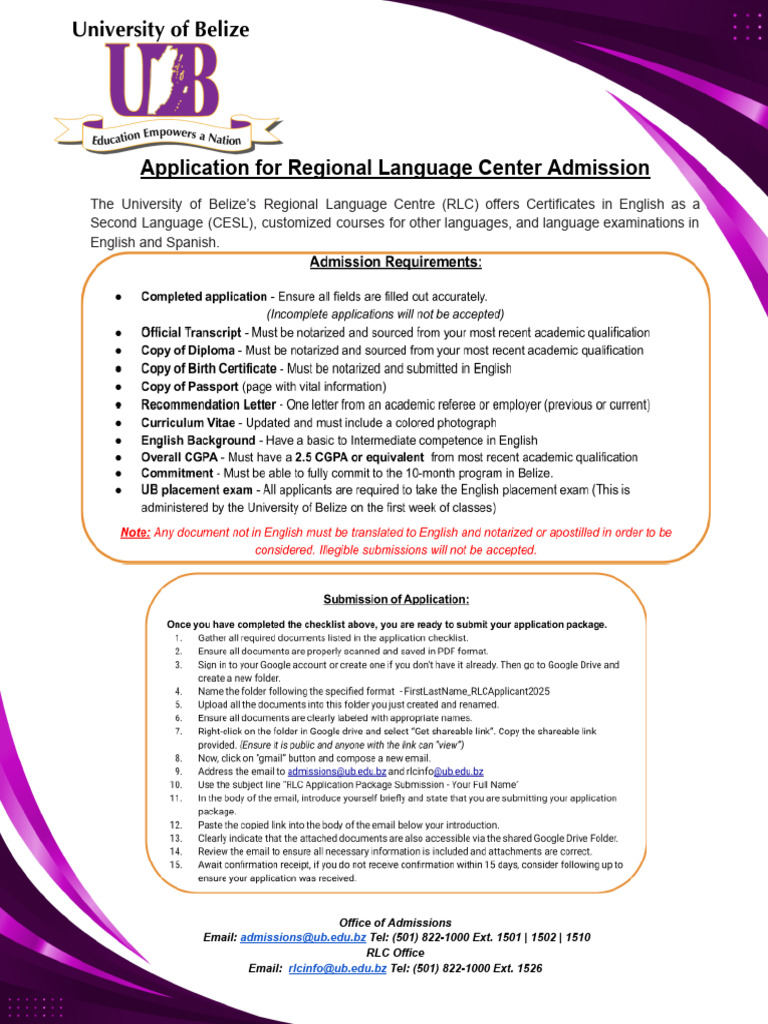UB RLC Application Form - 2025 | PDF | English As A Second Or Foreign ...