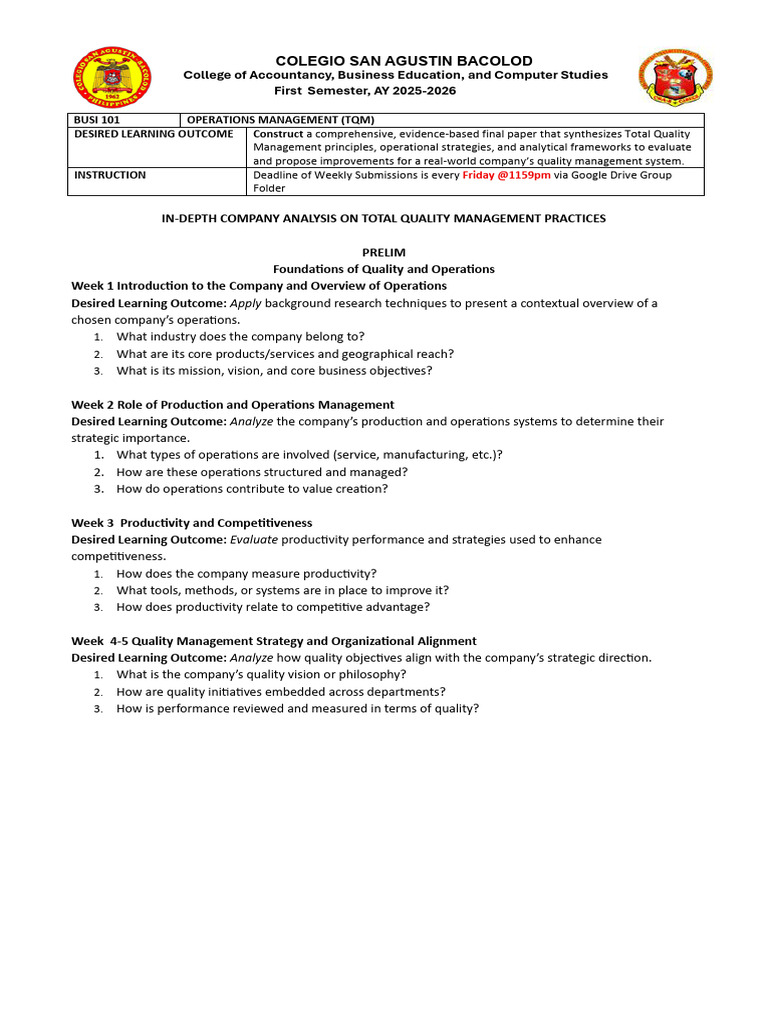 Total Quality Management Analysis Guide | PDF | Lean Manufacturing ...
