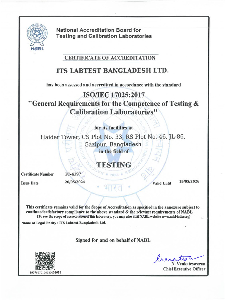 Accreditation Scope for ITS Labtest | PDF | Textiles | Textile Industry