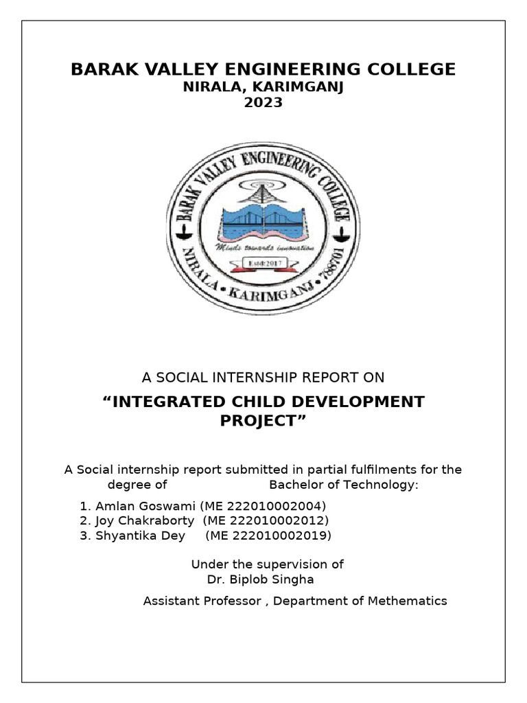 CHILD DEVELOPMENT - Internship - Report | PDF | Child Development ...