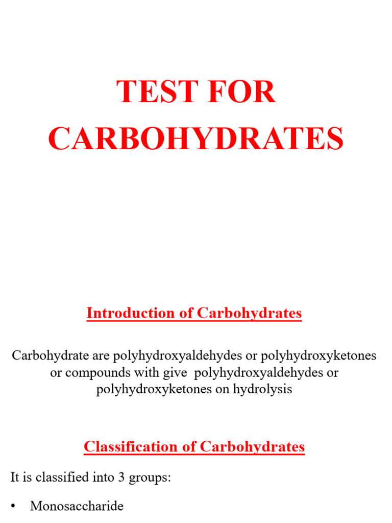 Carbohydrate Testing Methods Explained | PDF | Carbohydrates | Glucose