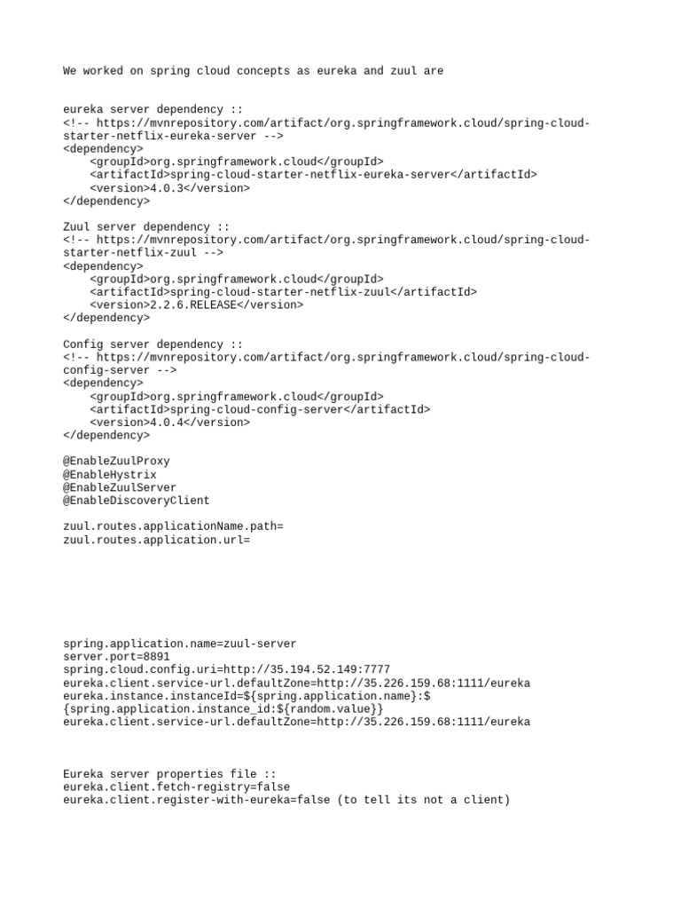 Spring Cloud Eureka and Zuul Setup Guide | PDF