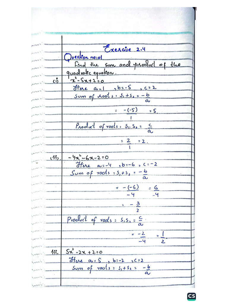 Ex 2.4 Grade 10 | PDF