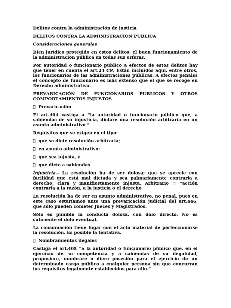 Delitos contra la Administración Pública | PDF | Intención (Derecho ...