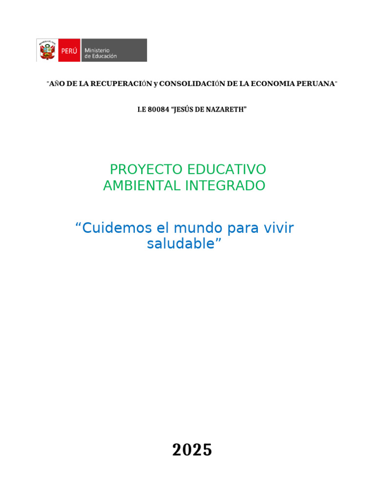 Proyecto Educativo Ambiental 2025 | PDF | Sustentabilidad | Reciclaje