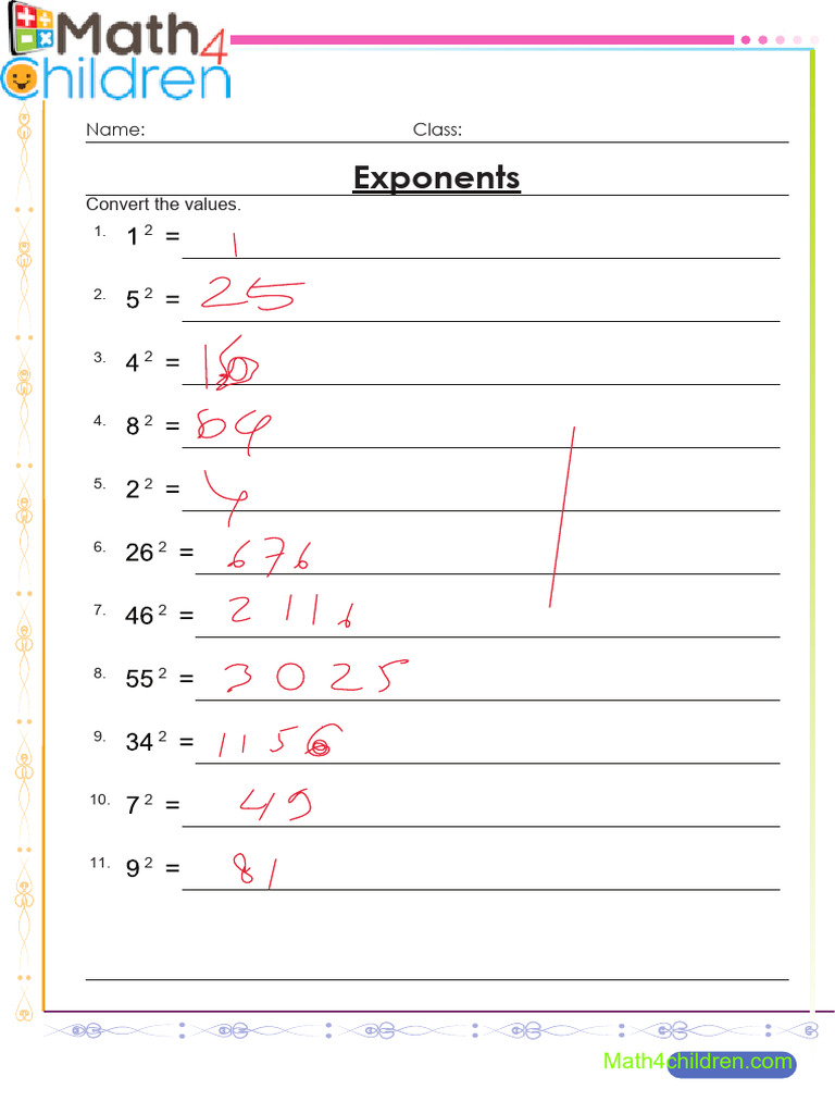Exponents To Second Power 002 | PDF