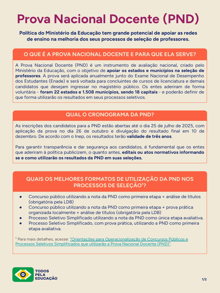Prova Nacional Docente 2025: Edital e Cronograma | PDF | Pedagogia