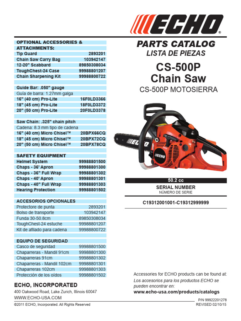 Accesorios y Equipos para Motosierra CS-500P | PDF | Embrague | Partes ...