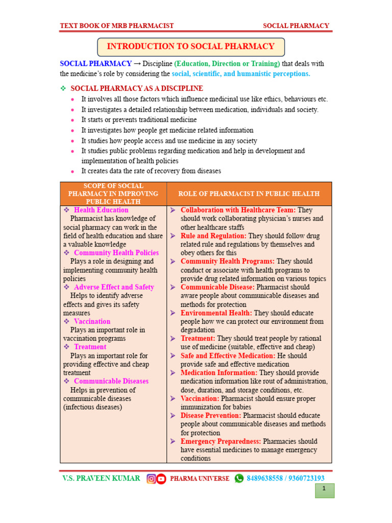 Introduction to Social Pharmacy | PDF | Pharmacy | Millennium ...