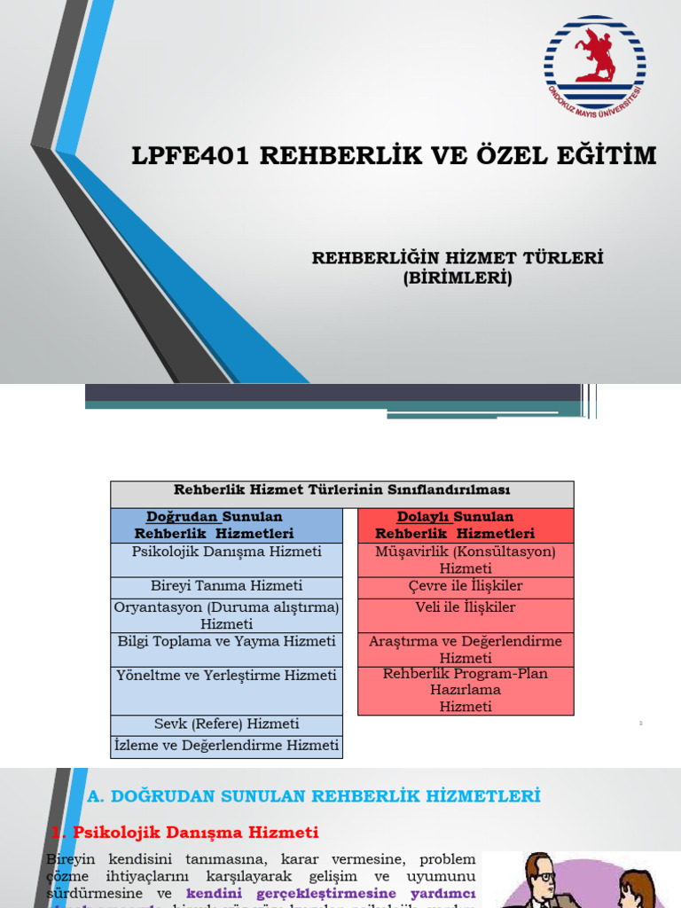 Ders 4 Rehberliğin Hizmet Türleri | PDF