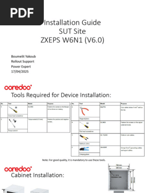 Installation Guide SUT Site ZXEPS W6N1 (V6.0) | PDF | Electrical