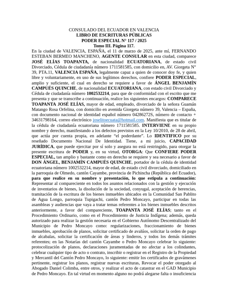 Poder Consular Valencia C&A Agosto 2025 | PDF