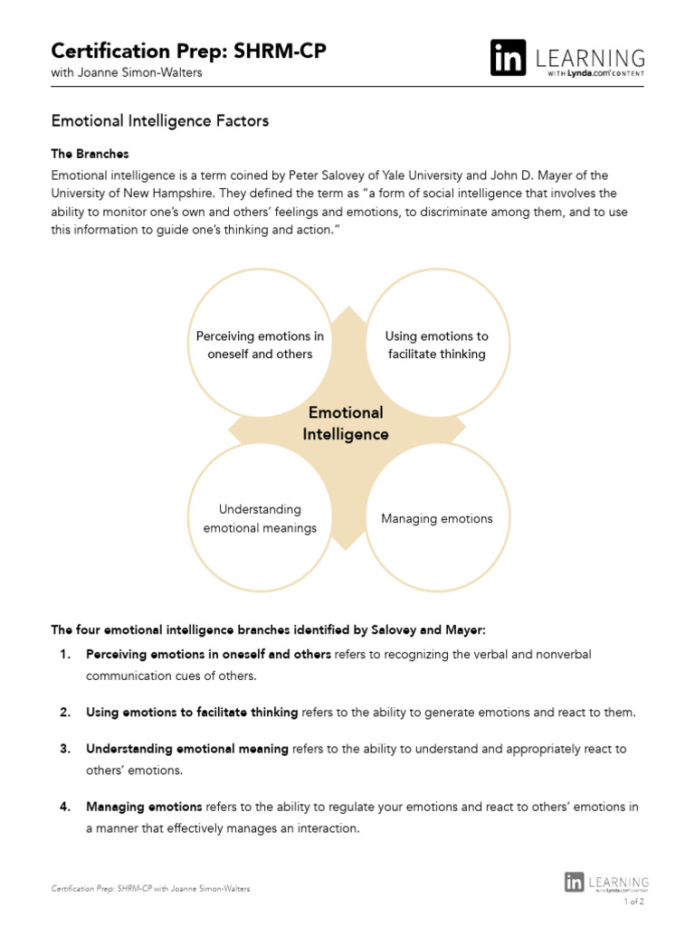 Emotional Intelligence Factors | PDF | Emotional Intelligence ...