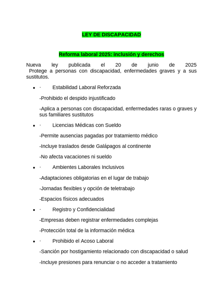 Ley de Discapacidad | PDF | Invalidez | Derecho laboral