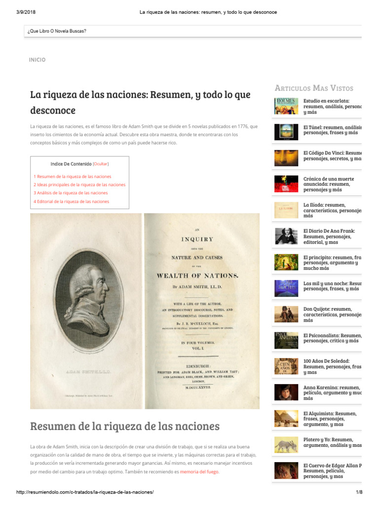 Resumen de "La riqueza de las naciones" | PDF | La riqueza de las ...