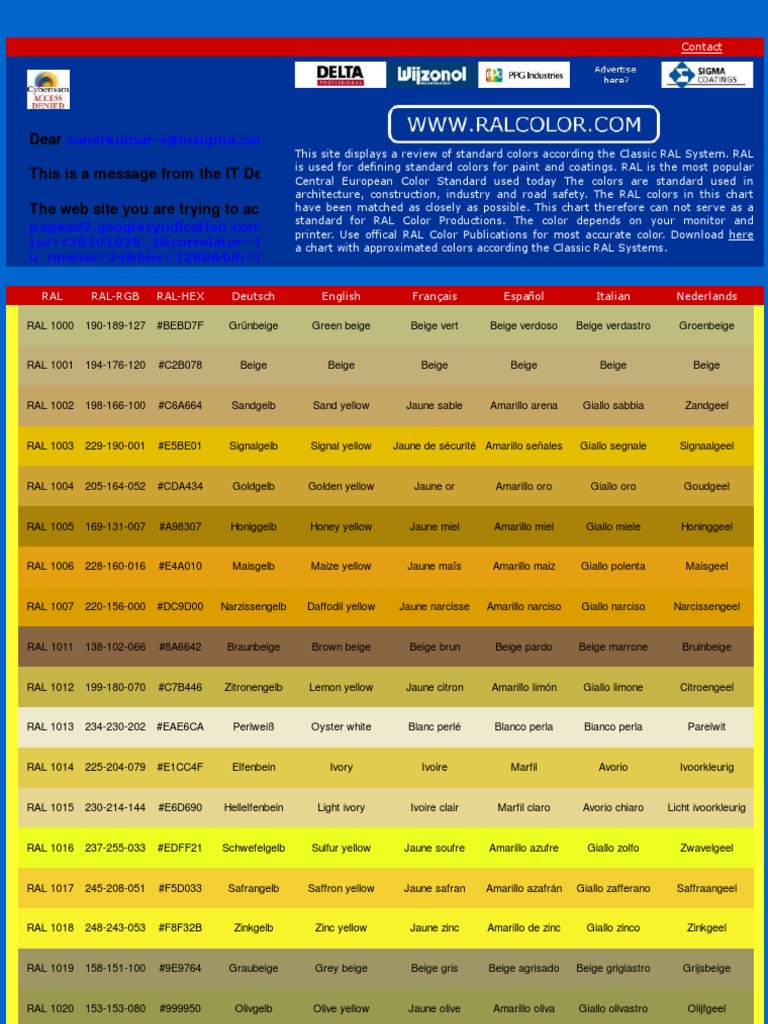RAL Color Chart | PDF