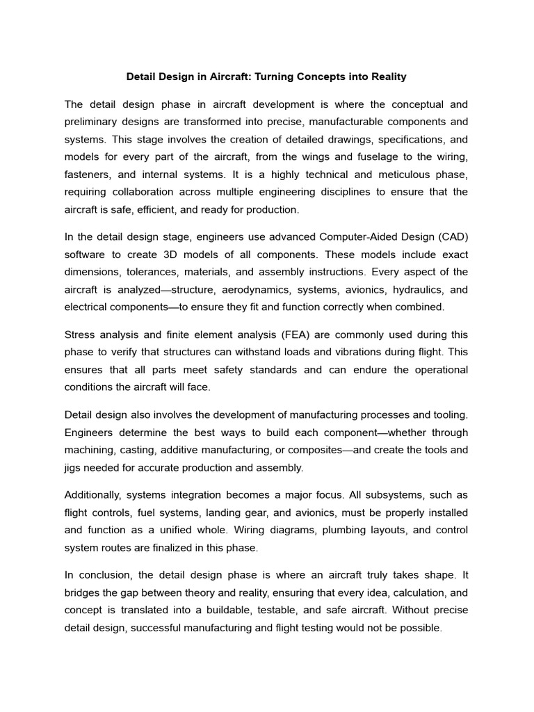 Detail Design in Aircraft - Turning Concepts Into Reality | PDF