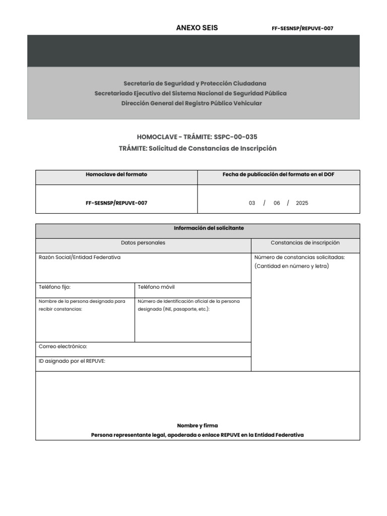 Solicitud de Constancias REPUVE 2025 | PDF