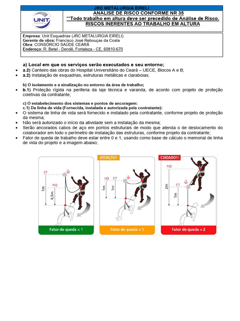 Análise de Risco para Trabalho em Altura | PDF