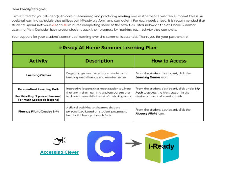 At-Home Summer Learning Schedule | PDF
