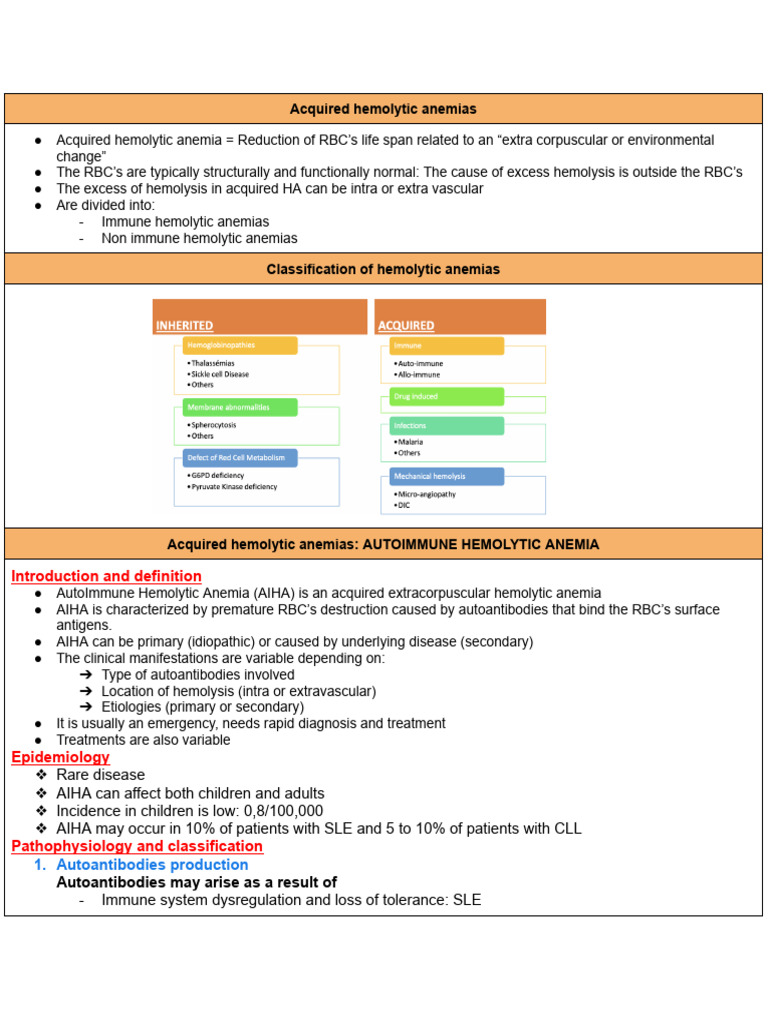Acquired Hemolytic Anemia | PDF | Anemia | Human Diseases And Disorders