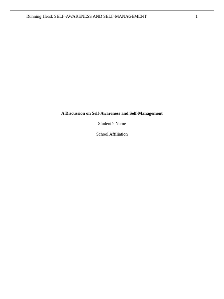Self-Awareness and Self-Management Guide | PDF | Self Awareness | Emotions