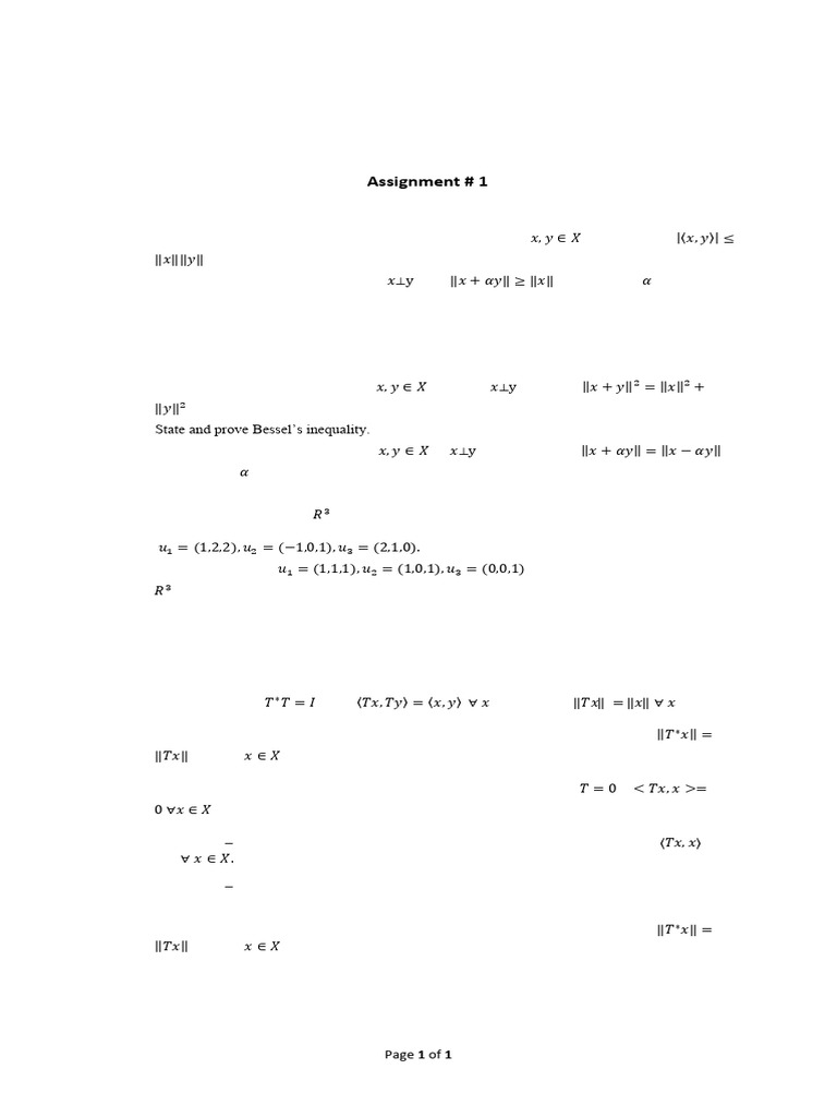 Functional Analysis Assignment Guide | PDF | Hilbert Space | Basis ...