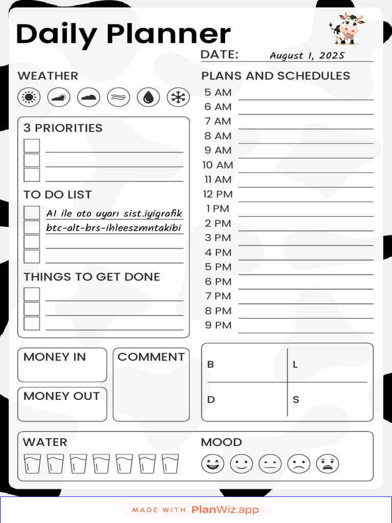 Print Daily Task Organizer Planner | PDF