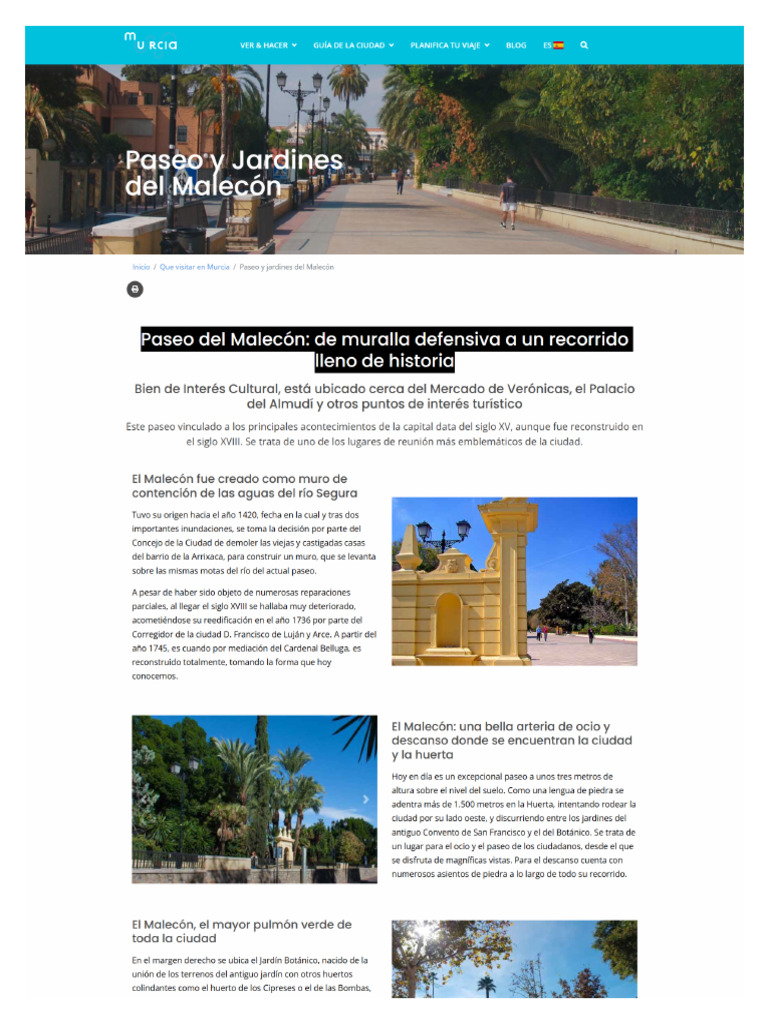 Murcia - Paseo Del Malecón de Muralla Defensiva A Un Recorrido Lleno de ...