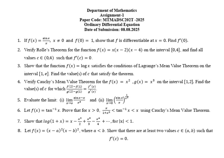 Assignment Sem-2 Mtmadsc202t | PDF