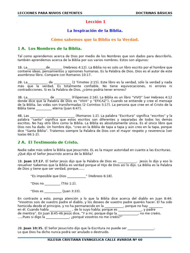 Lección 1 La Inspiracion de La Biblia | PDF | Biblia | Cristo (título)