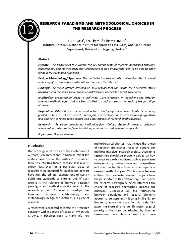 Research Paradigms in Methodology Choices | PDF | Methodology ...