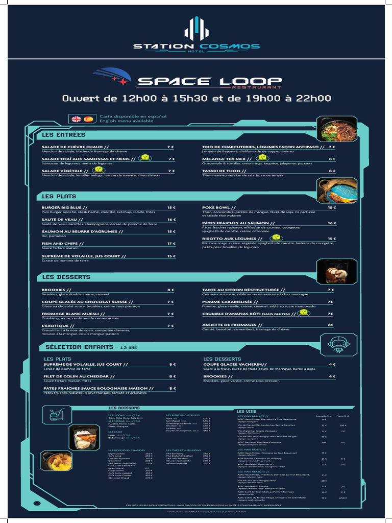 Menu du Restaurant Space Loop | PDF | Nourritures | Cuisine