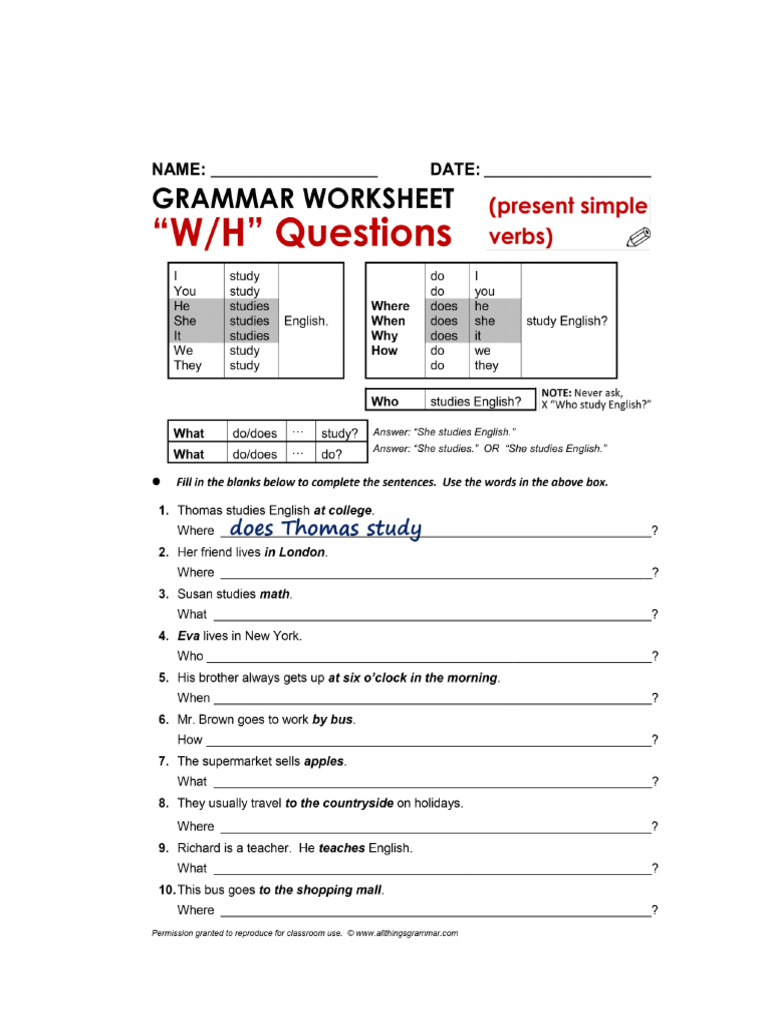 Question Words | PDF