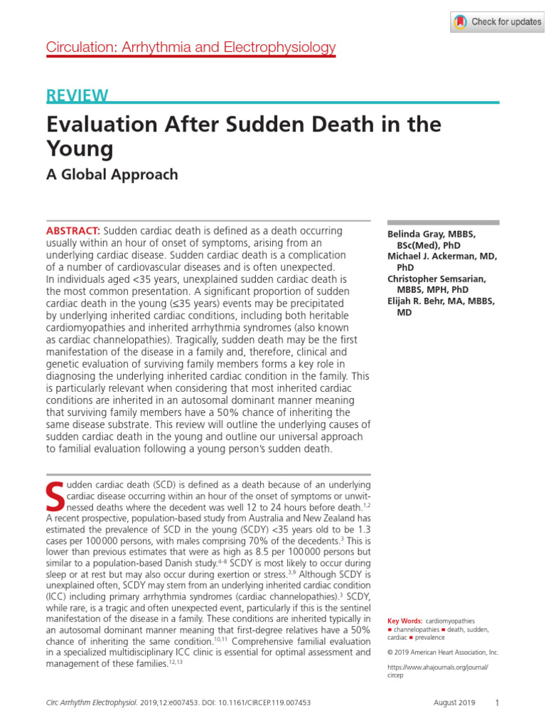 Causes of Sudden Cardiac Death in Youth | PDF | Cardiac Arrest ...