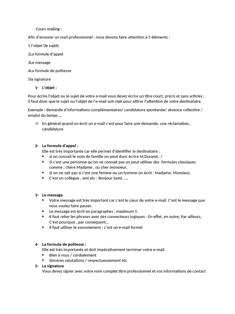 Rédiger un mail professionnel efficace | PDF