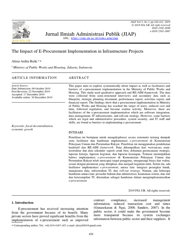 The Impact of E Procurement Implementati | PDF | E Government | Governance