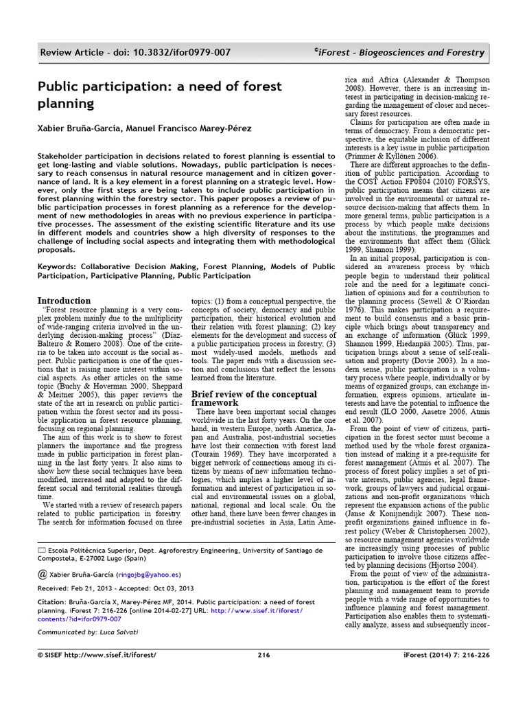 Public Participation in Forest Planning | PDF | Sustainable Development ...