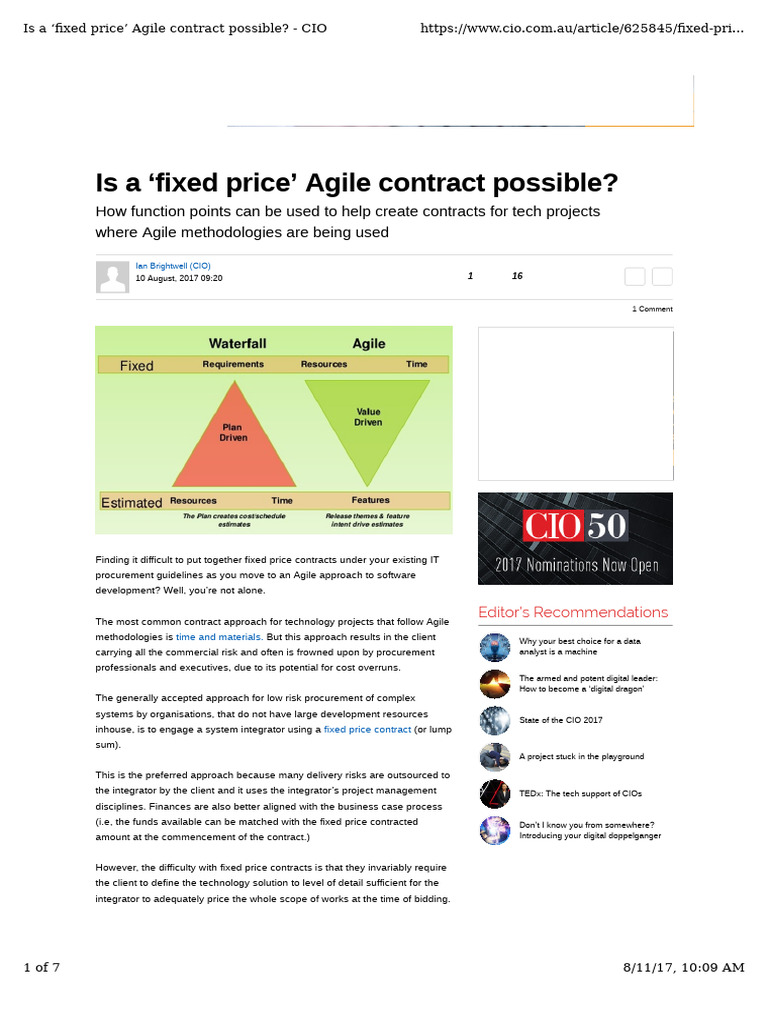 Agile Fixed Price Contract Challenges | PDF | Agile Software ...