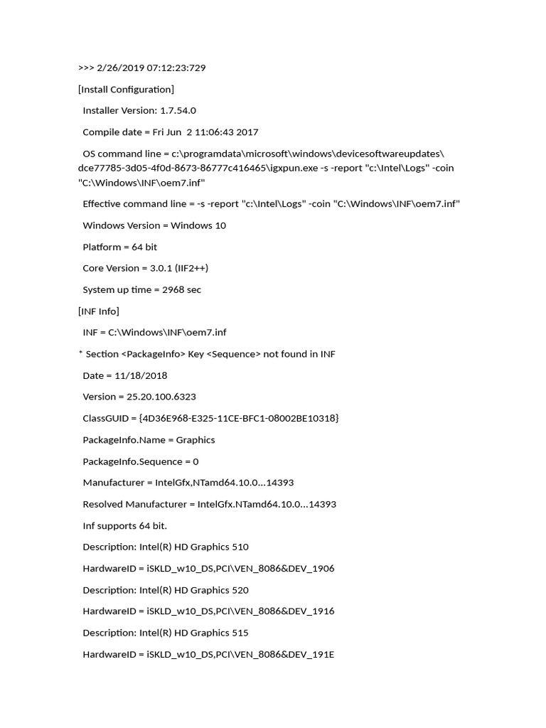 Intel Graphics Driver Installation Report | PDF