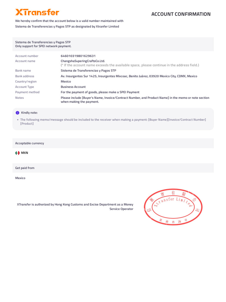 墨西哥 本地收款账户 | PDF