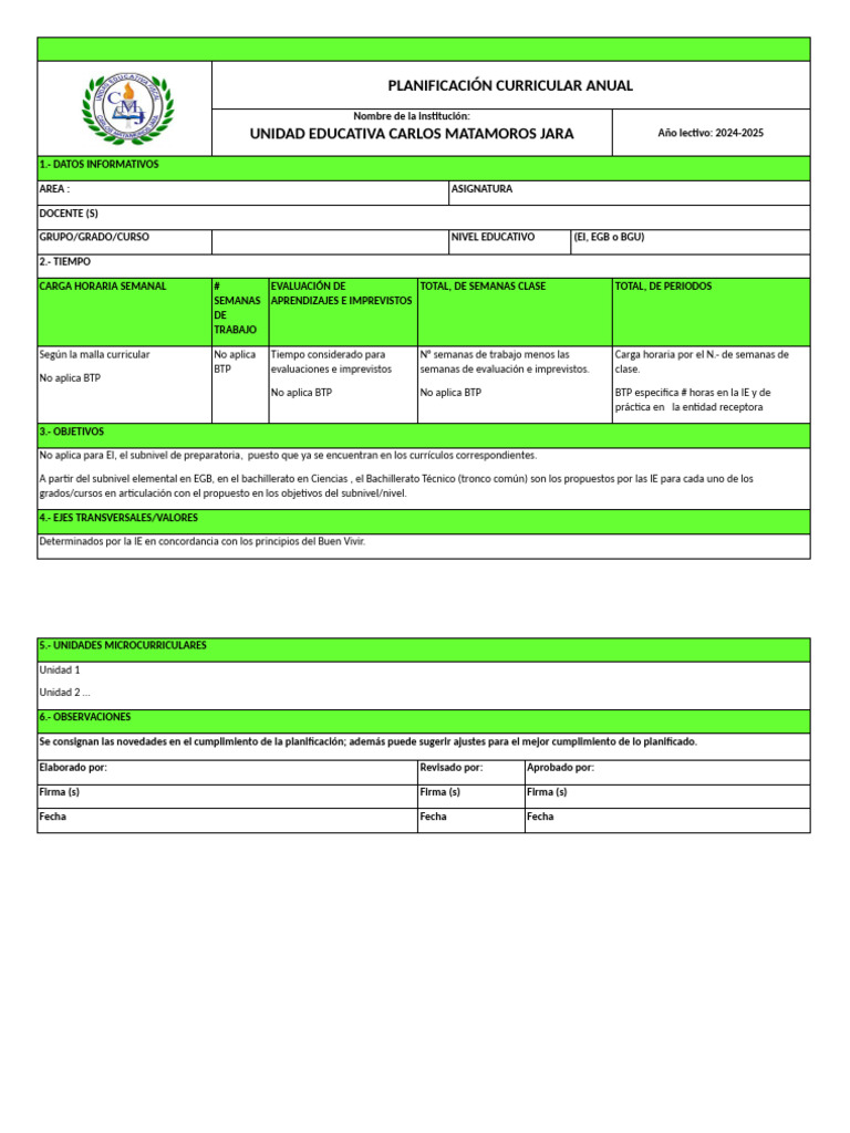 Planificación Curricular Anual 2024-2025 | PDF | Plan de estudios ...
